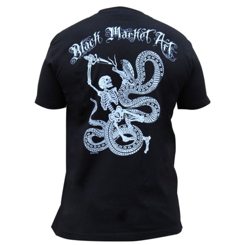 Serpent Slayer Tattoo Art Graphic Black Tee S-2XL NWT